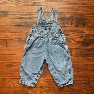 Vintage 90s Osh Kosh B'Gosh Pleated Denim Overalls Bibs 12-18 M Snap Closure